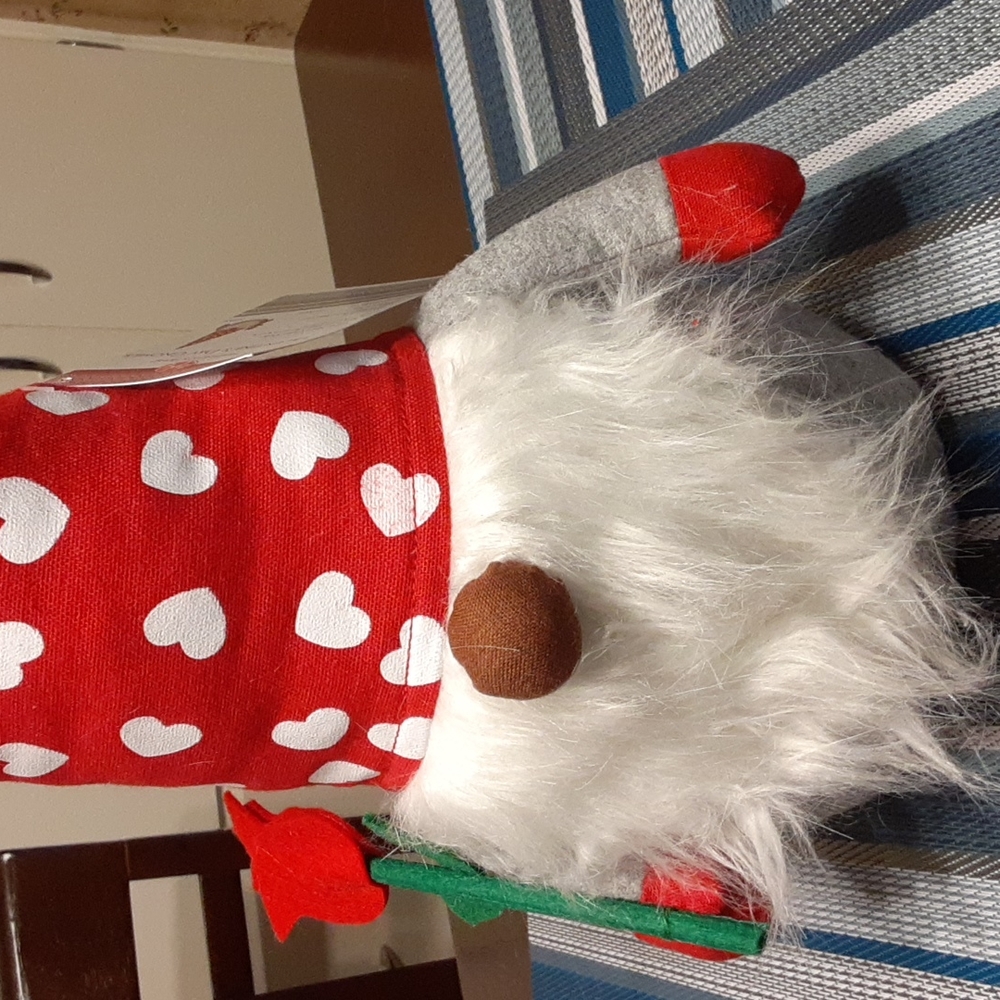 Valentines Day Gnome Plush 20" Tall Huntington Home New